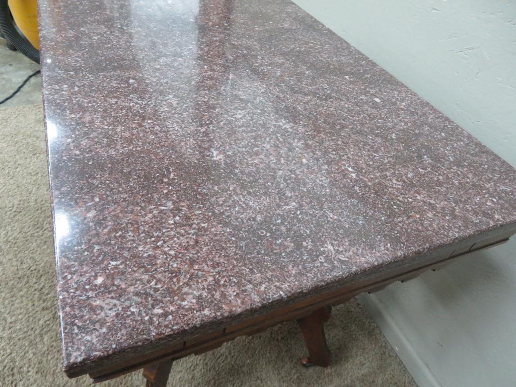 Lovely Marble top table, brown marble, 28" x 20", 29" tall