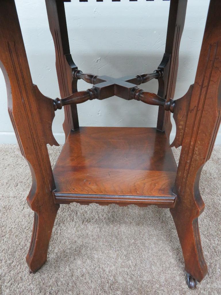 Lovely Marble top table, brown marble, 28" x 20", 29" tall