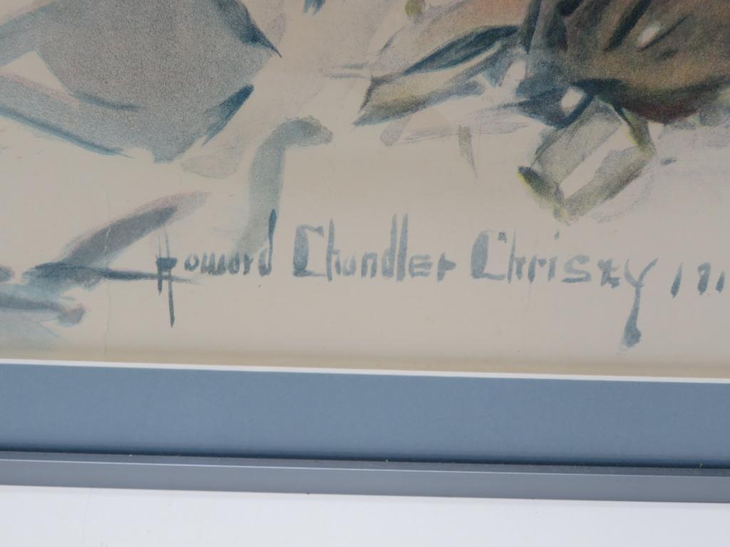 Howard Chandler Christy original WWI 1917 Poster, Fight or Buy Bonds, framed 33'x 43 1/2"