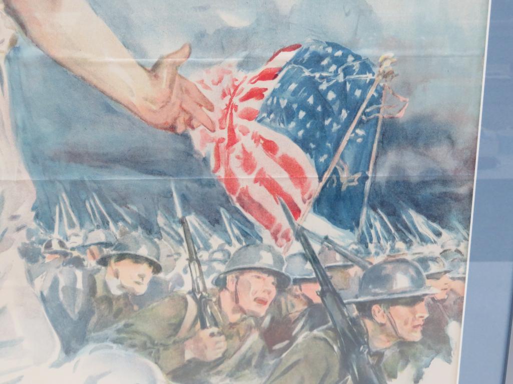 Howard Chandler Christy original WWI 1917 Poster, Fight or Buy Bonds, framed 33'x 43 1/2"
