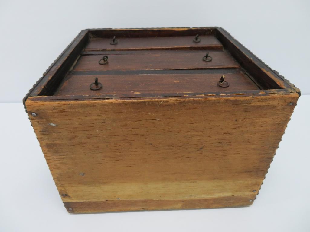 Three drawer Tramp Art box, 11"