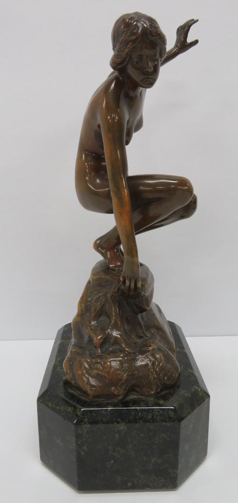 V Siefert bronze female nude, 9 1/2" tall