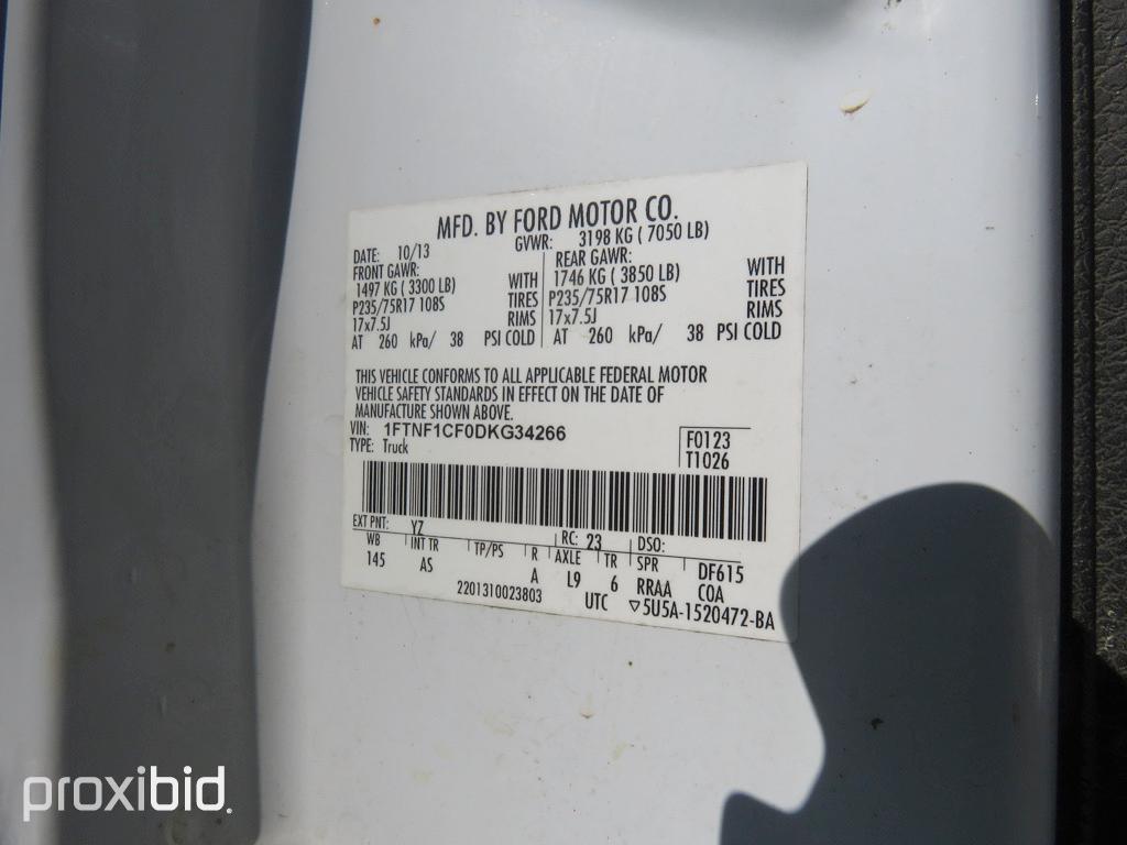 2013 Ford F150 XL Pickup, s/n 1FTNF1CF0DKG34266 (Title Delay): 2wd, Odomete