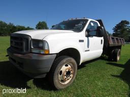 2003 Ford F450 Flatbed Dump, s/n 1FDXF46P63ED84734: Powerstroke Diesel, Aut
