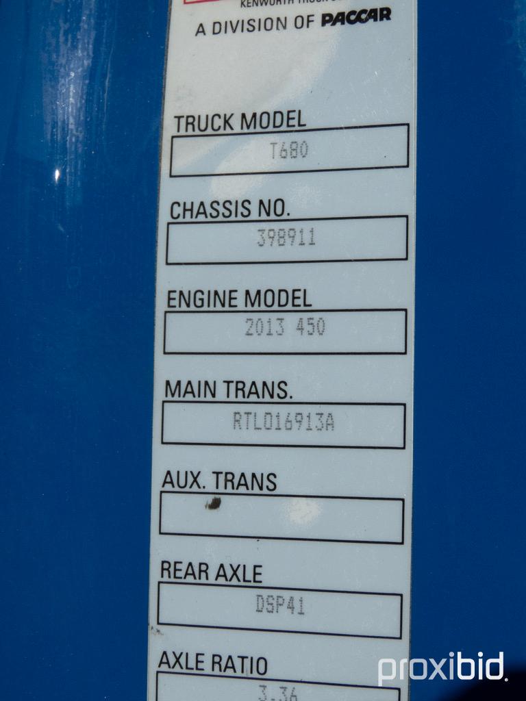 2014 Kenworth T680 Truck Tractor, s/n 1XKYD49X5EJ398911: T/A, Sleeper, Cumm