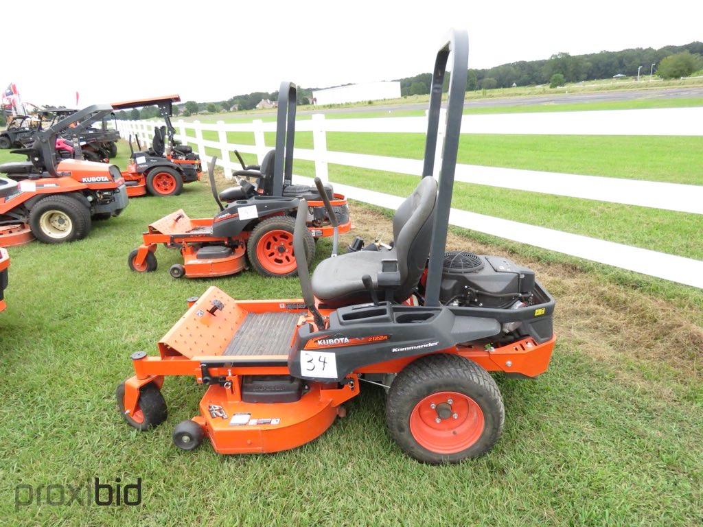 2019 Kubota Z122 Zero-turn Mower, s/n 33459: 42" Cut, Kawasaki Eng., Ext. W
