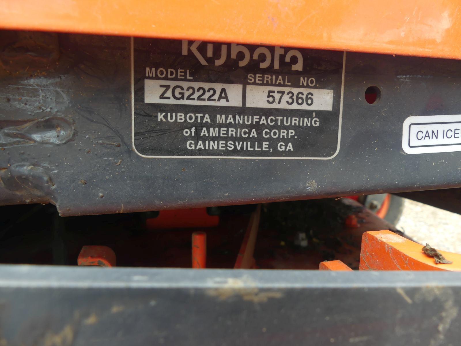 Kubota ZG222 Zero-turn Mower, s/n 57366: 48", Gas Eng., Meter Shows 1283 hr