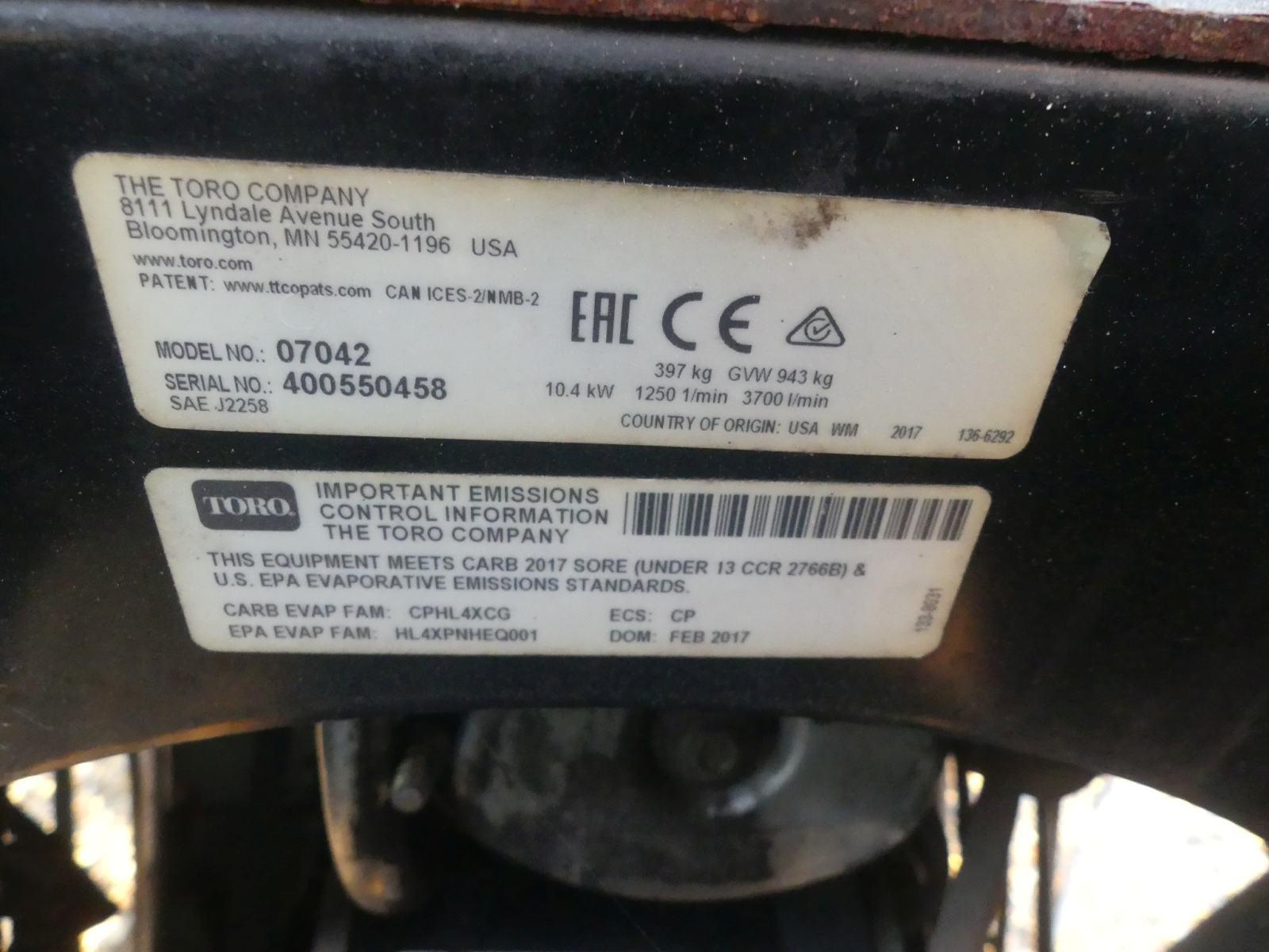 Toro Workman Utility Cart, s/n 400550458 (No Title - $50 MS Trauma Care Fee