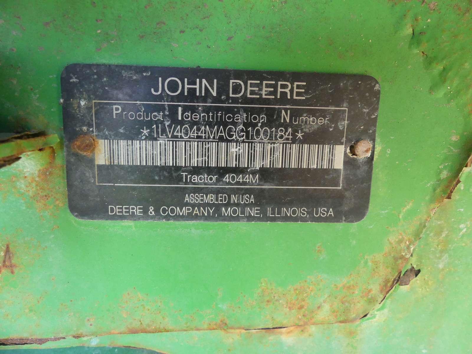 2016 John Deere 4044M MFWD Tractor, s/n 1LV4044MAGG100184: HST, JD D170 Loa