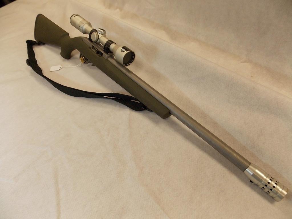Ruger  Model 10/22,Stainless, OD Green Hogue Stock, Custom Compensator,  22