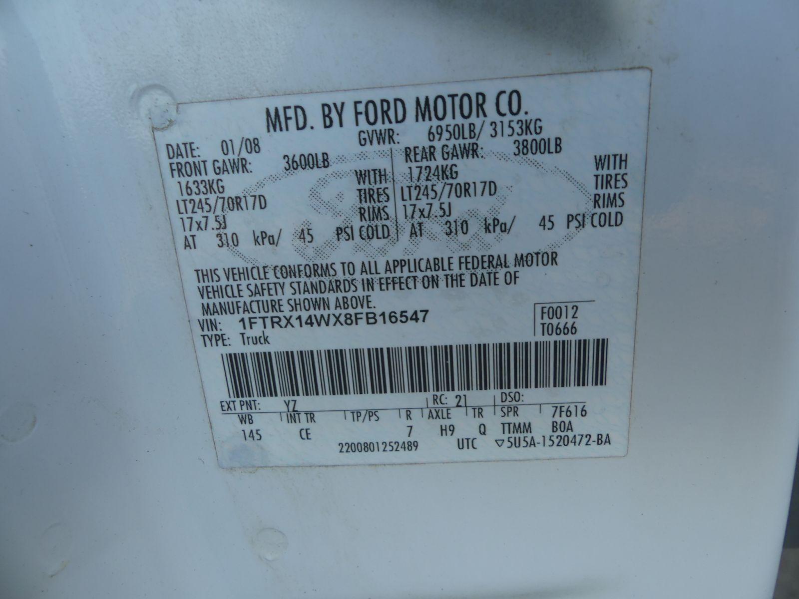 2008 Ford F150 4WD Pickup, s/n 1FTRX14WX8FB16547: Ext. Cab, 4.6L Gas Eng.,