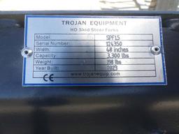 Unused Set of 2023 Trojan SPF15 48" Forks, s/n 124350 for Skid Steer: 3300