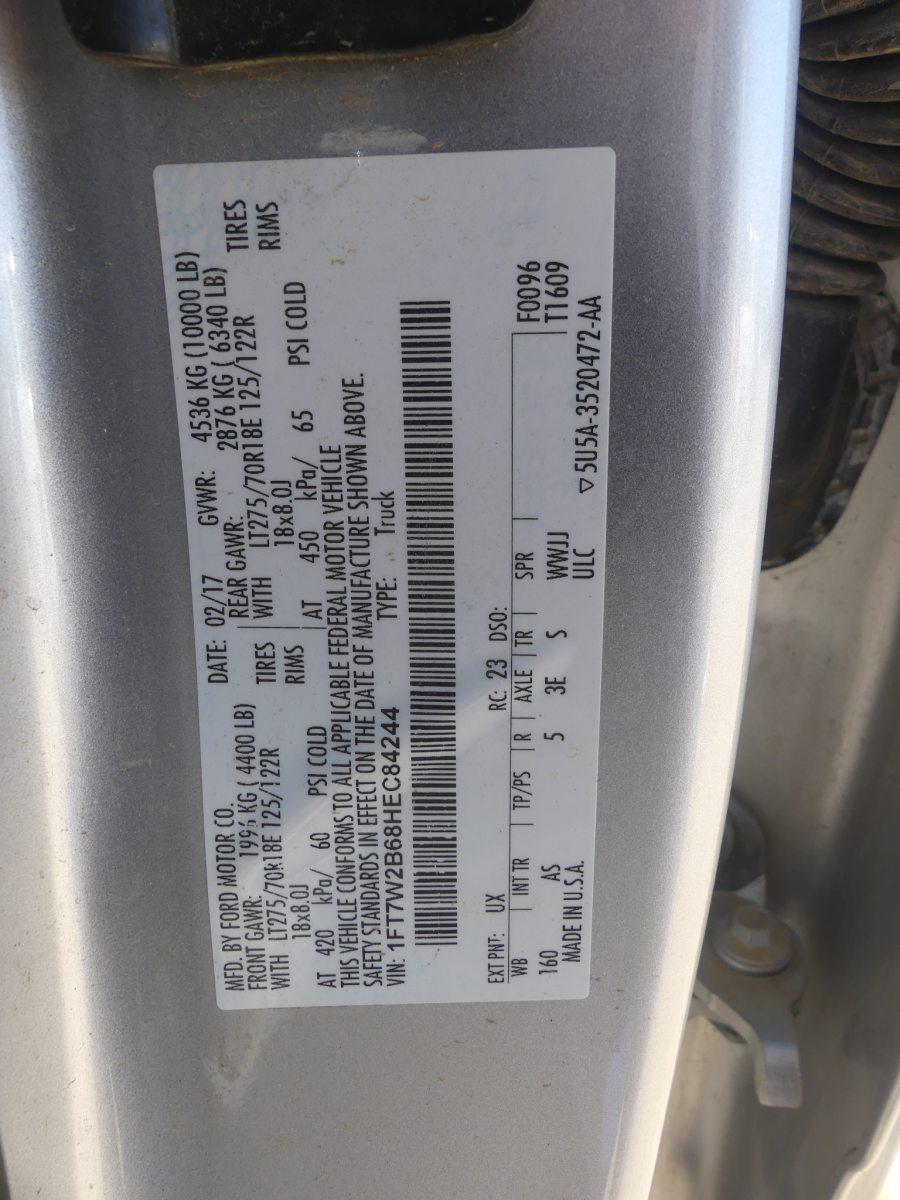 2017 Ford F250 4WD Pickup, s/n 1FT7W2B68HEC84244 (Inoperable): 6.2L Gas Eng