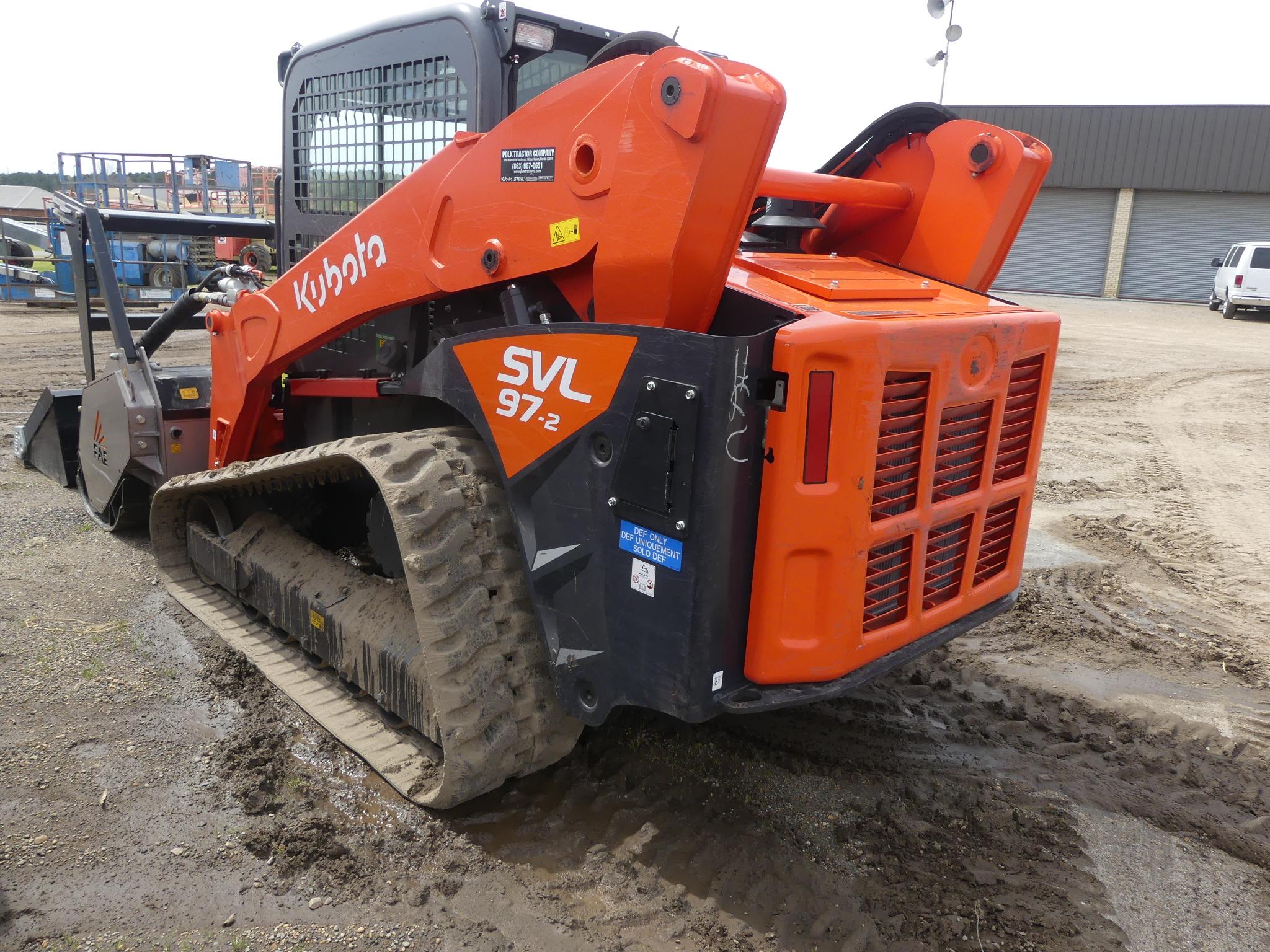 2021 Kubota SVL97-2HFC Skid Steer, s/n KBCZ064CAM1B61352: w/ Bkt., Meter Sh