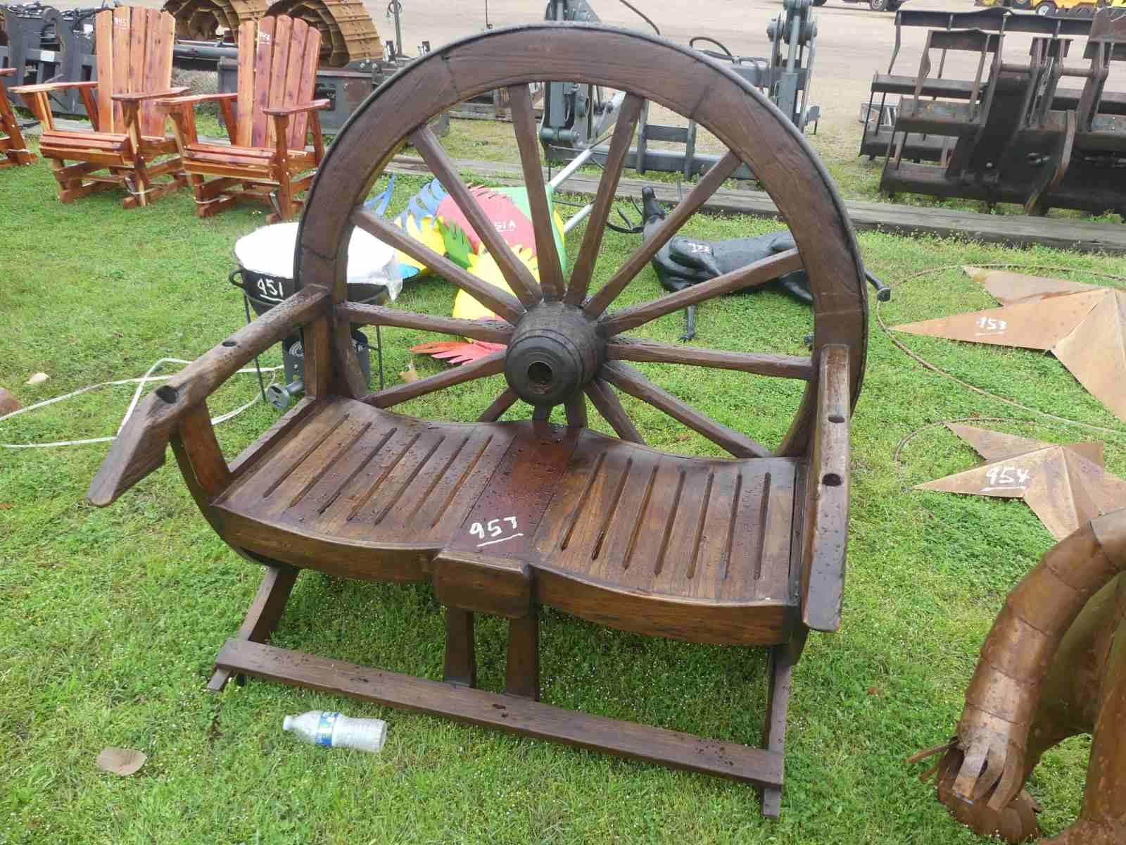 Teak Wagon Wheel Loveseat