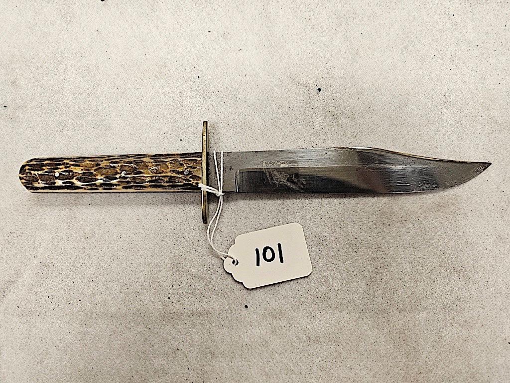 JOSEPH ALLEN AND SONS SHEFFIELD ENGLAND SHEATH KNIFE NO SHEATH BONE HANDLED