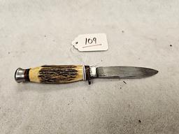 IXL SHEFFIELD ENGLAND BONE HANDLE MINI SHEATH KNIFE NO SHEATH