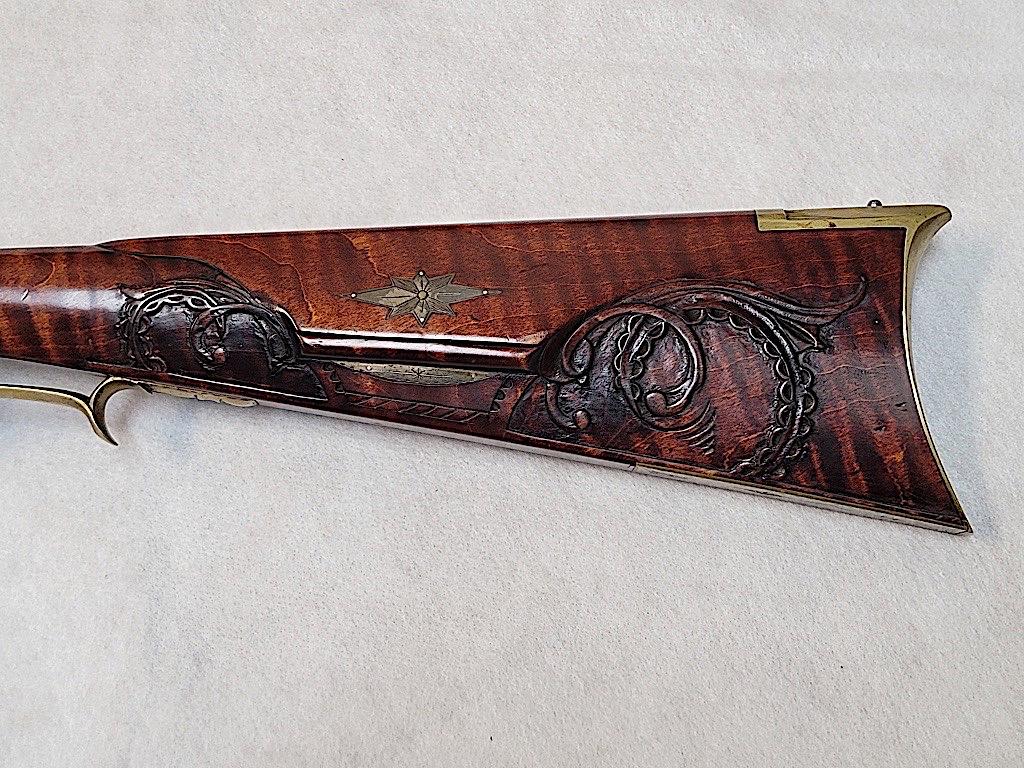 KENTUCKY RIFLE, MADE BY DON KING, FLINT LOCK, CAL APPROXIMATELY 45, CURLY M