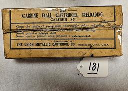 (20) CARBINE BALL CARTRIDGES 45 CAL UNION METALLICA CATRIDGE CO