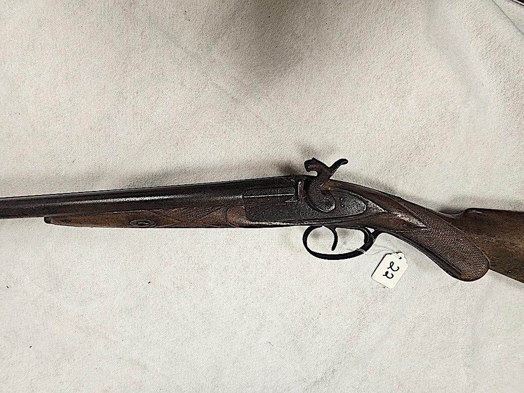 W RICHARDS PERCUSSION DOUBLE BARRREL SHOT GUN, 20 GAUGE, INCOMPLETE: PARTS