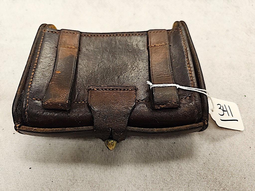 US BROWN LEATHER CARTRIDGE BOX, FOR 306 CAL ROUNDS, ROCK ISLAND ARSENAL 190