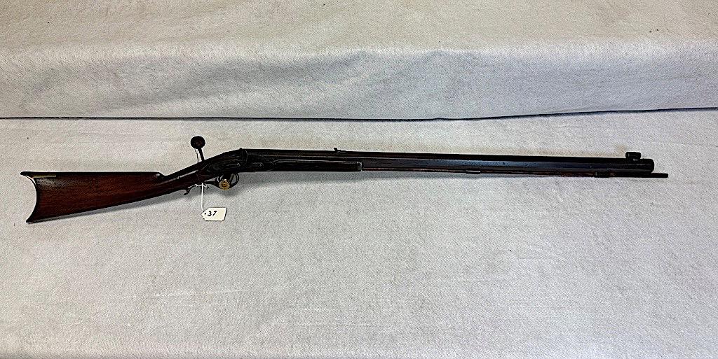 HALF STOCK SIDE HAMMER PERCUSSION RIFLE, OCTAGON BARREL, CAL APPROXIMATELY