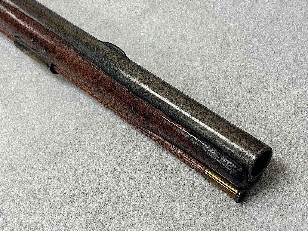 SAMUEL MOORE WARRANTED FLINT LOCK KENTUCKY STYLE RIFLE, HALF OCTAGON HALF