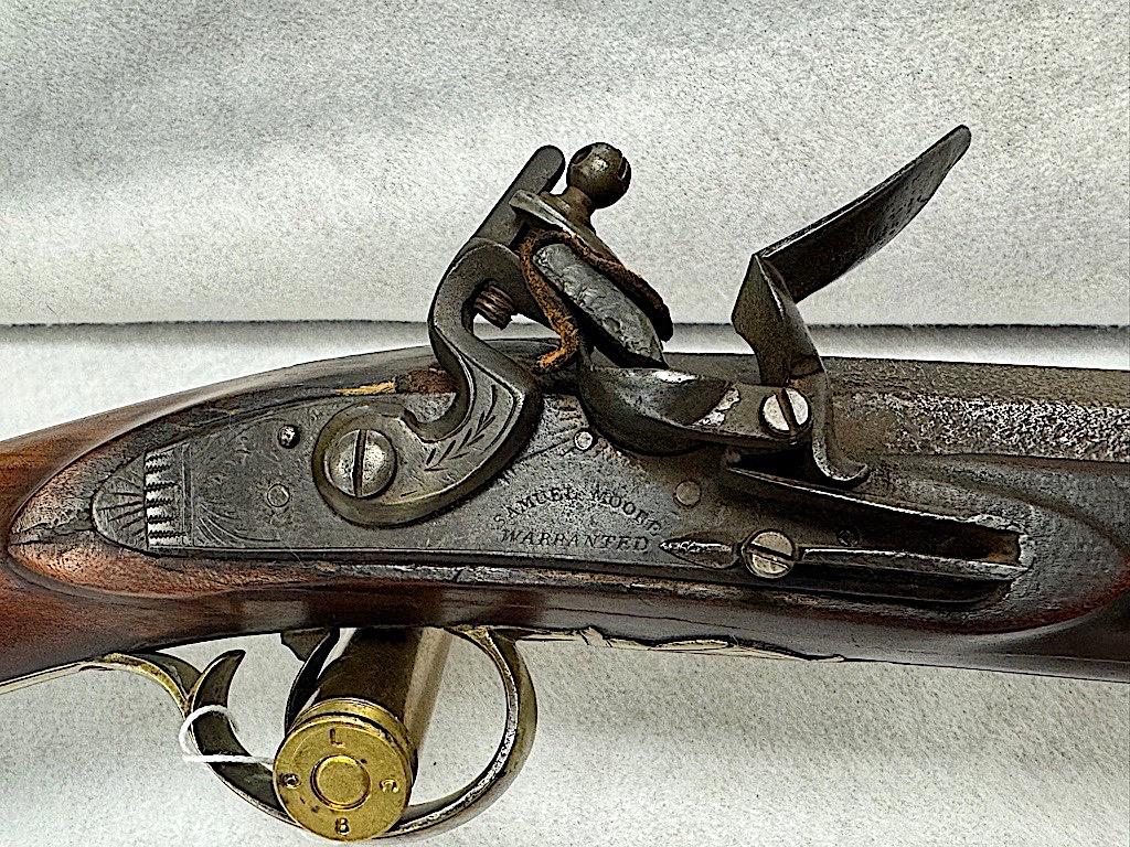 SAMUEL MOORE WARRANTED FLINT LOCK KENTUCKY STYLE RIFLE, HALF OCTAGON HALF