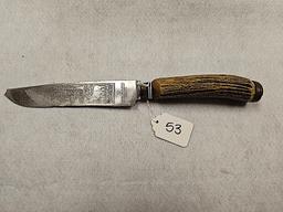 AUGUST KULLENBERG SOLINGEN GERMANY STAG HANDLE KNIFE (BROKEN TIP)