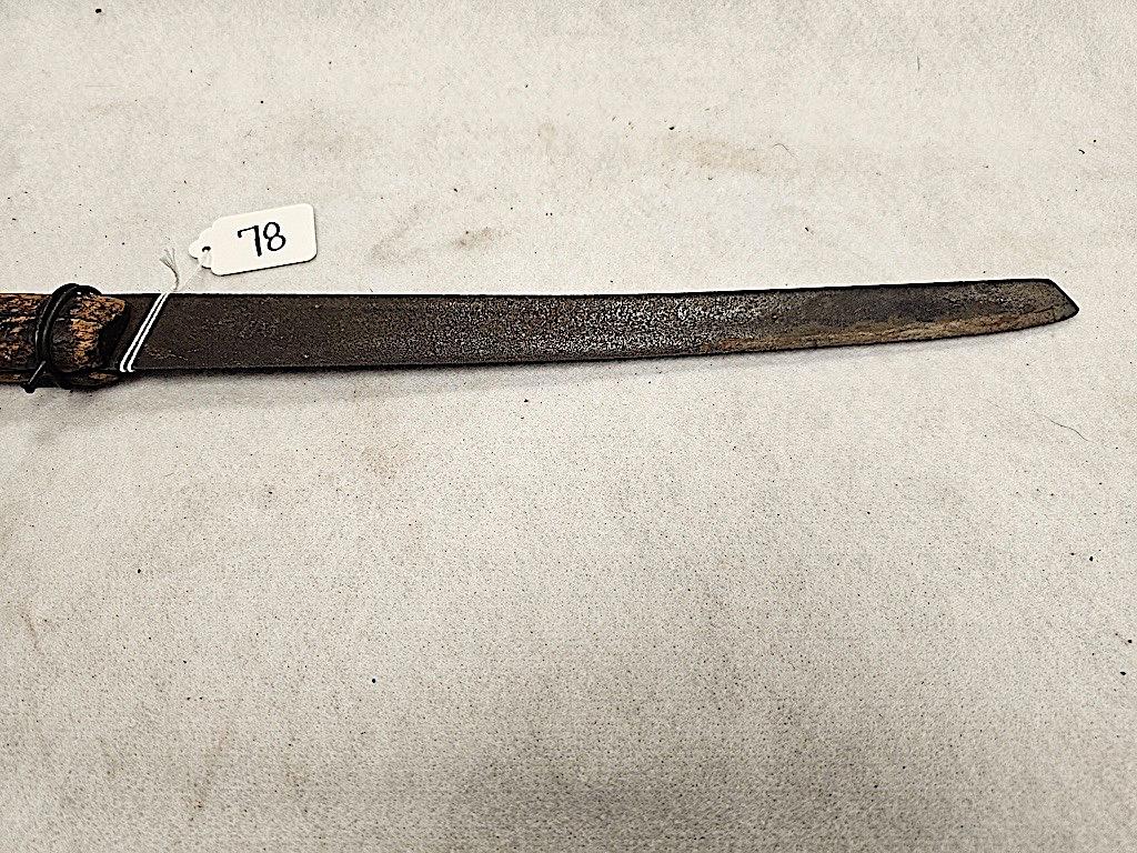 HOMEMADE KNIFE WOODEN HANDLE POSSIBLY MADE OUT OF CAVALIER SABER