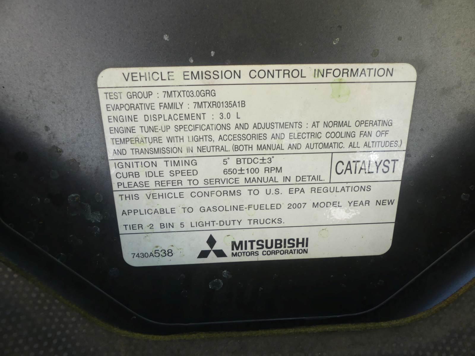 2007 Mitsubishi Outlander, s/n JA4MS31X67V014474: 4-door, 3.0L Gas Eng., Au