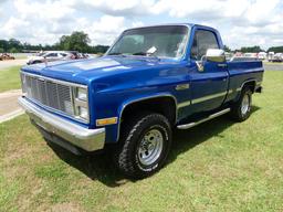 1984 GMC Sierra Classic 4WD Pickup, s/n 2GTEK14H7E1518429: SWB, 350 Eng., F