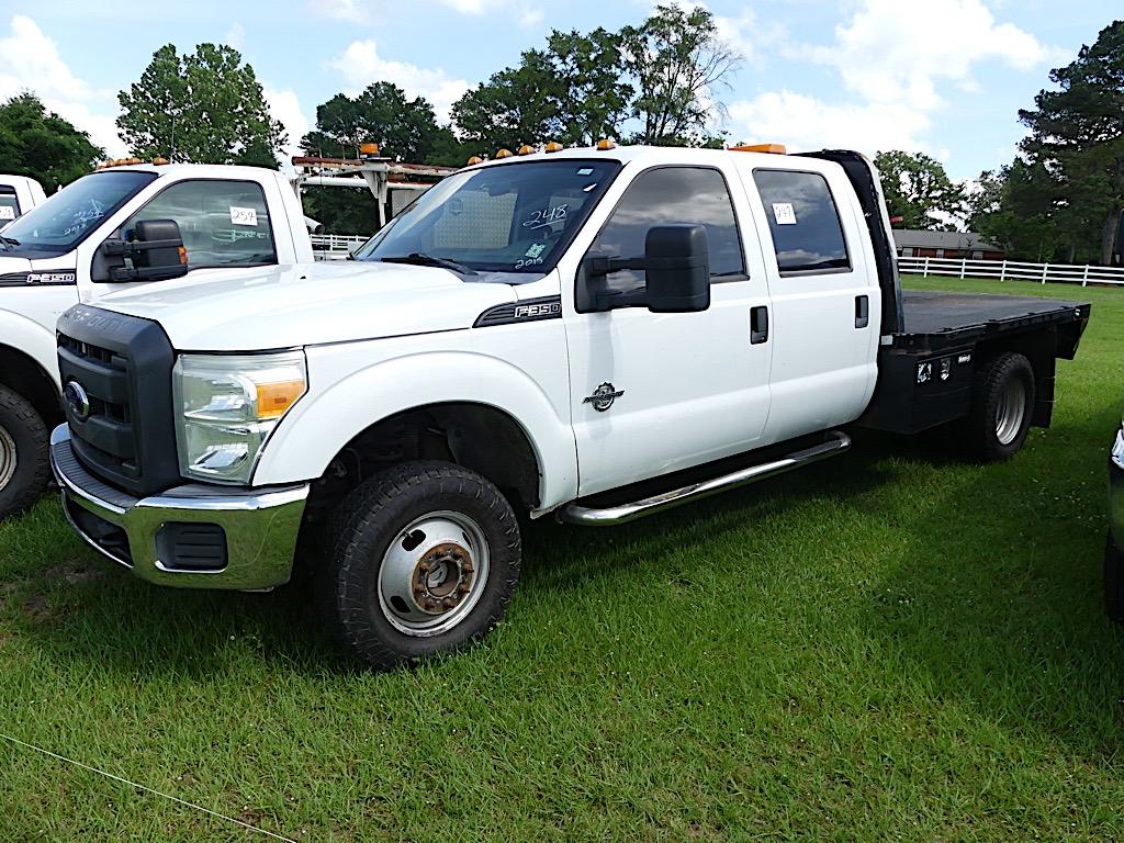 2015 Ford F350 Flatbed Truck, s/n 1FD8W3HTXFEC37166: Crew Cab, Odometer Sho