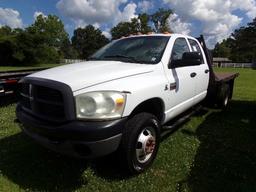 2008 Dodge Ram 3500 Flatbed Truck, s/n 3D6WG48A68G132028: Crew Cab,  Cummin