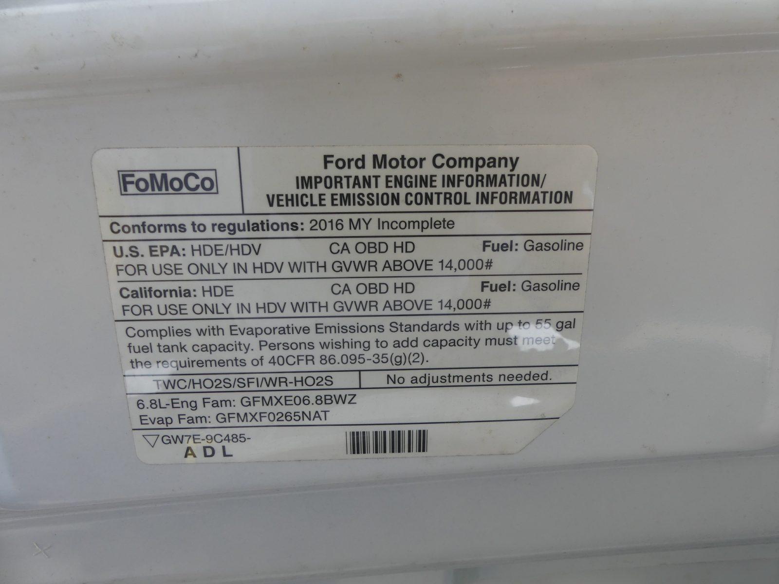 2016 Ford E450 Motor Home, s/n 1FDXE4FS9GDC43210  (Title Delay) (Paperwork