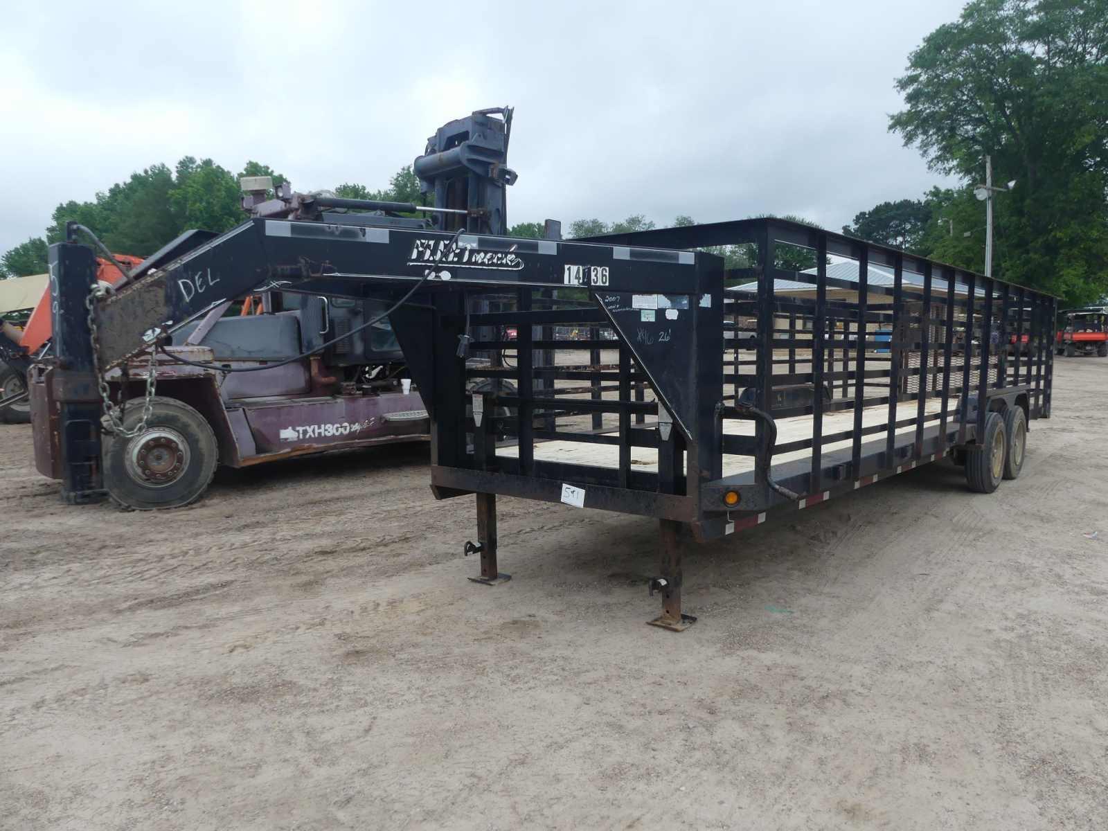 2007 Fleetneck 26' Gooseneck Trailer, s/n 46USU262071114336: T/A, Side Cage