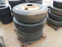 Pallet of Used 11R22.5 Tires and Straight-hole Rims