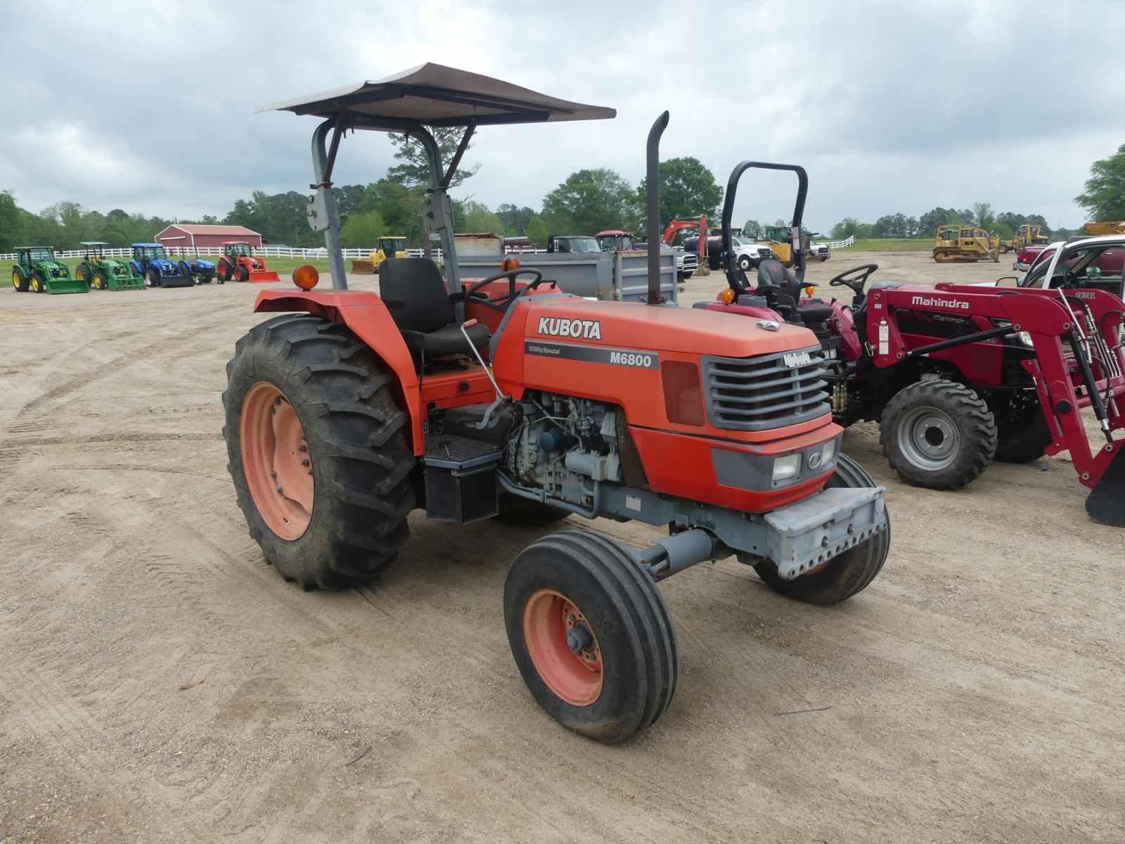 Kubota M6800 Tractor, s/n 22178: 2wd, Rollbar Canopy, 3PH, PTO, Drawbar, Hy