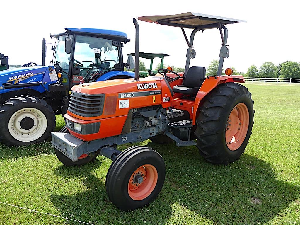 Kubota M6800 Tractor, s/n 22178: 2wd, Rollbar Canopy, 3PH, PTO, Drawbar, Hy