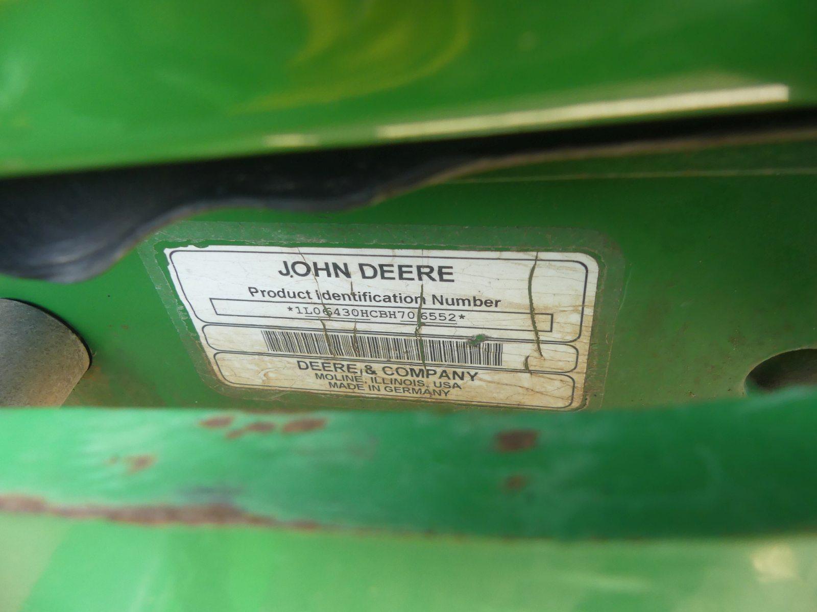 John Deere 6430 MFWD Tractor, s/n 706552: C/A, Loader w/ Bkt.
