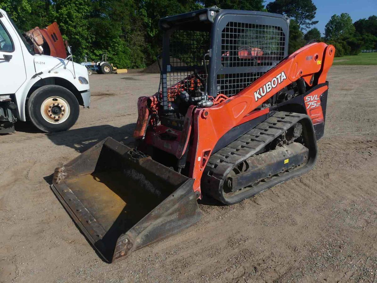 2014 Kubota SVL75-2 Skid Steer, s/n 21100: Canopy, Rubber Tracks, GP Bkt.,