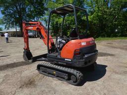 2015 Kubota KX71-3 Mini Excavator, s/n JKUK0713A01H21815: 4-post Canopy, Ru