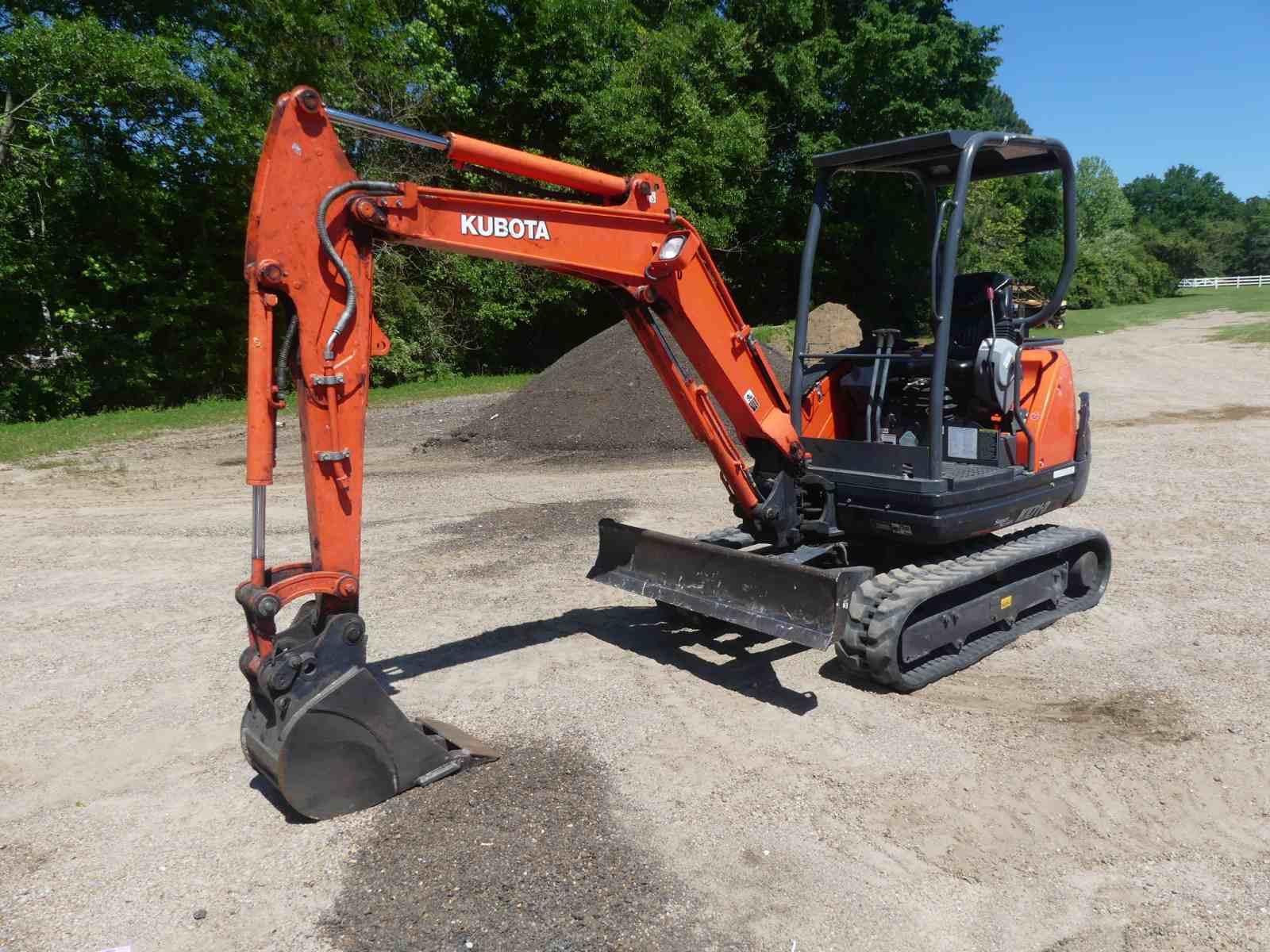 2015 Kubota KX71-3 Mini Excavator, s/n JKUK0713A01H21815: 4-post Canopy, Ru