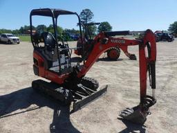 2014 Kubota KX018-4 Mini Excavator, s/n 41297: 4-post Canopy, Meter Shows 1