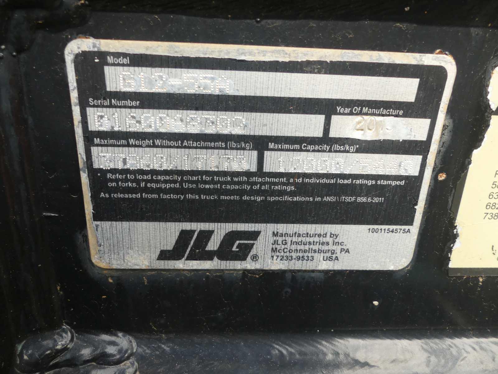 2016 JLG G12-55A Telescopic Forklift, s/n 0160068302: C/A, Heat, Cummins Tu