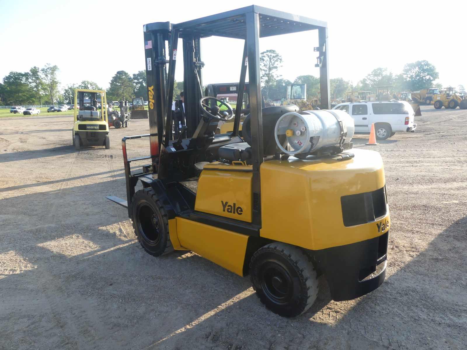 Yale GLP060TG Forklift, s/n A875B193222: LP Gas, Triple State Mast, Side Sh