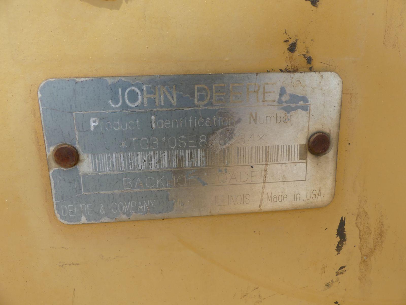 2000 John Deere 310SE 4WD Loader Backhoe, s/n 886634: Canopy, Meter Shows 3