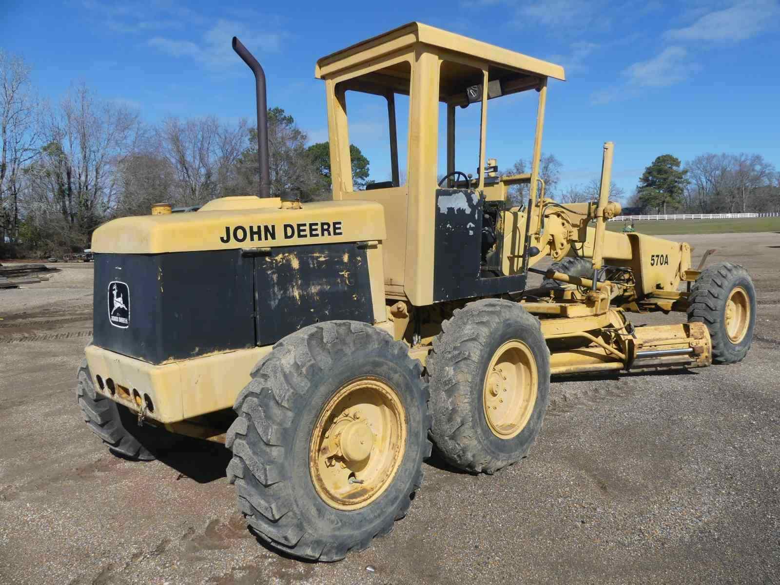 John Deere 570A Motor Grader, s/n DW570AX507864: Canopy, 12' Moldboard, Hyd