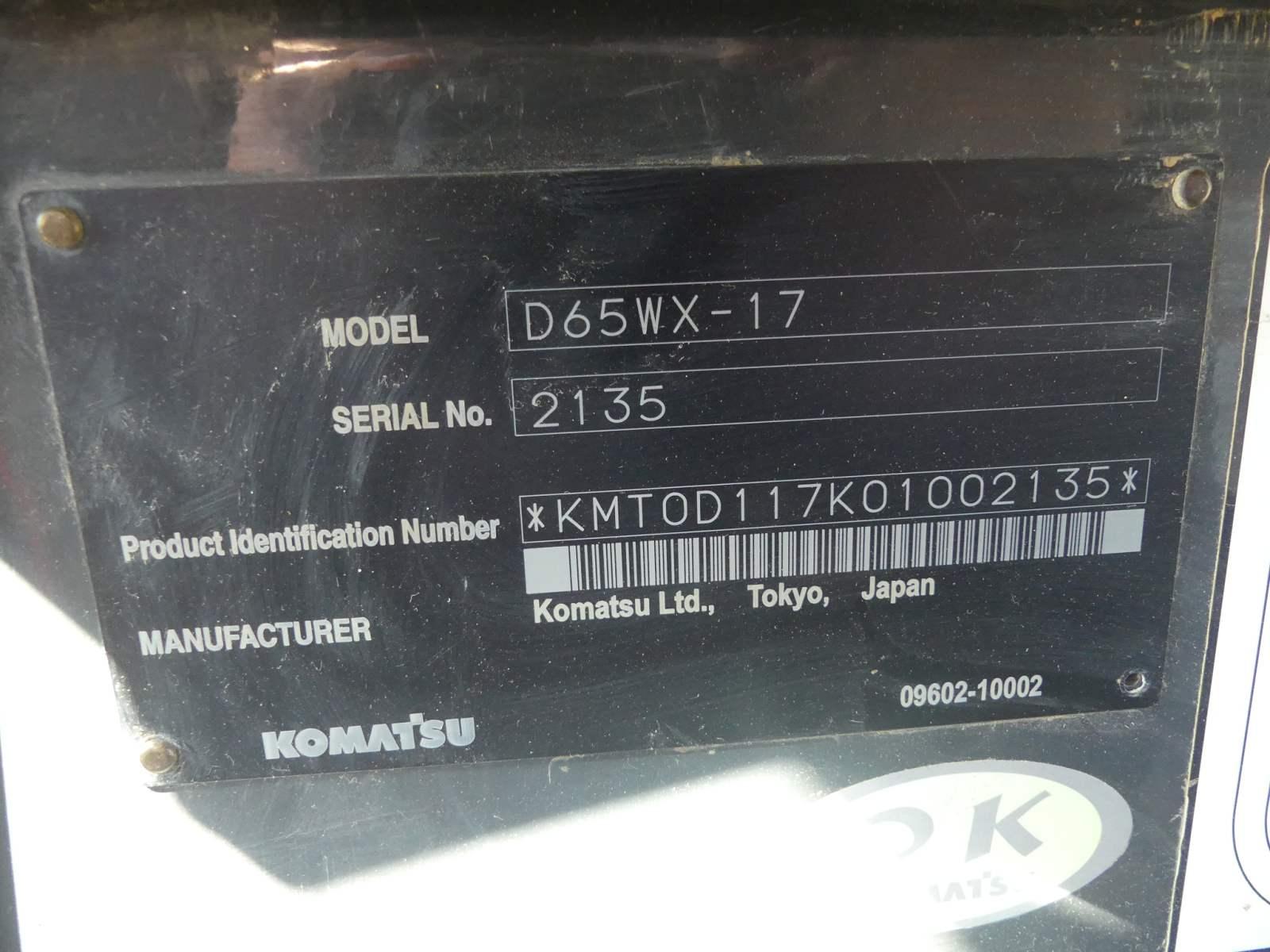 2014 Komatsu D65WX-17 Dozer, s/n 002135: C/A, Heat, 6-way Blade, 3-shaft Ba