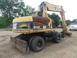 2005 Cat M316C Rubber-tired Excavator, s/n BDX00860: C/A, 72" Bkt., Aux. Hy